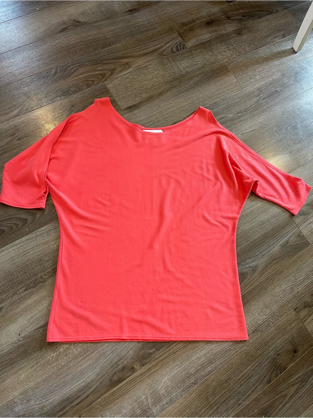 Peacework Coral Cotton Dolman Cold Shoulder Tunic Top L
